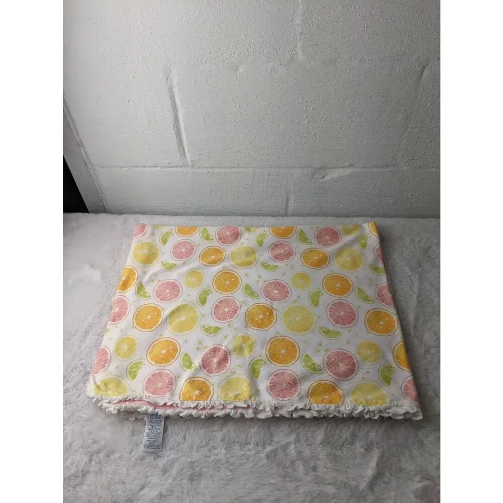 Gymboree Slice of Summer 2002 Blanket Citrusy Oranges Lemons Limes Ruffle Pink R